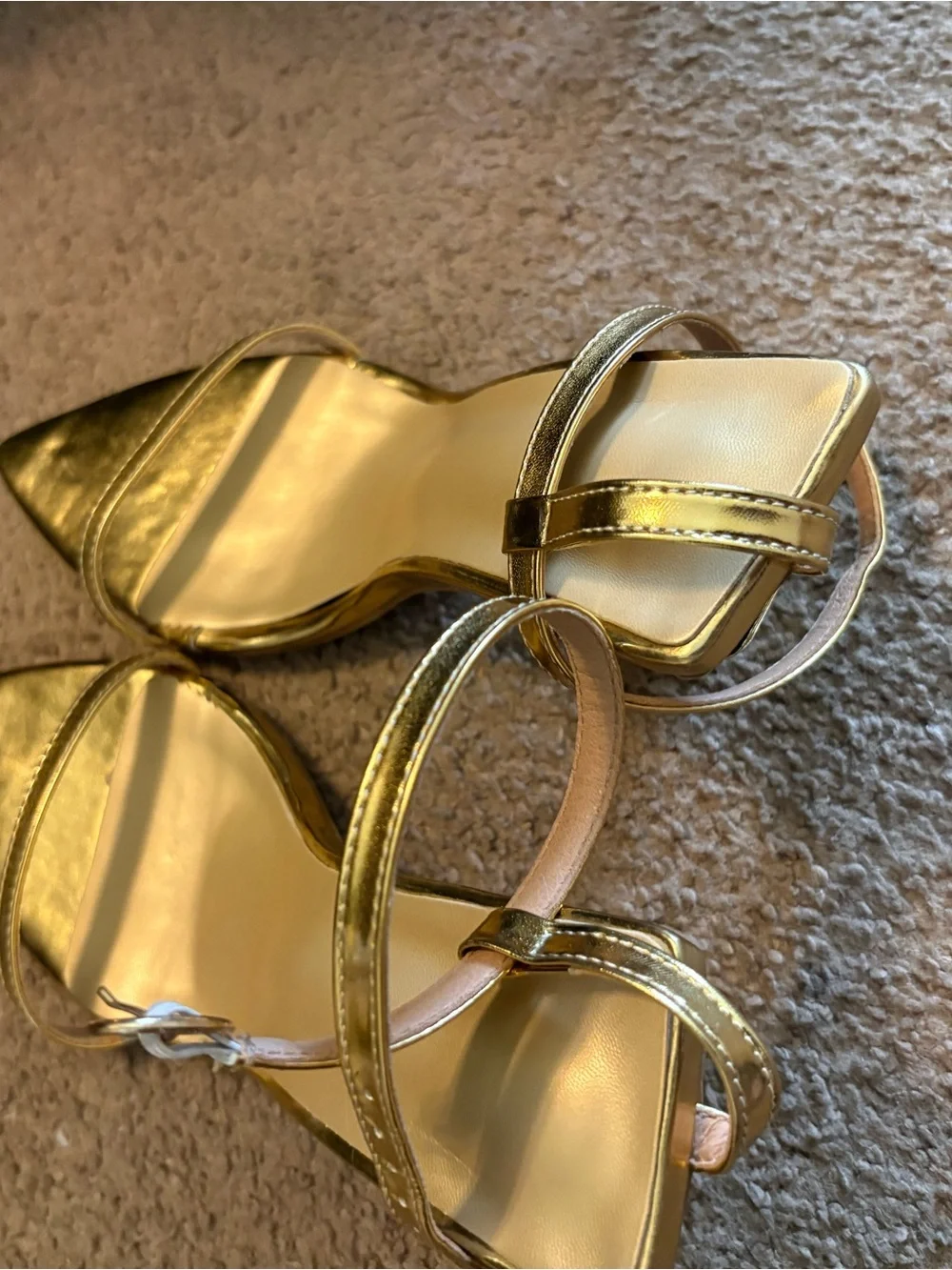 Metallic Gold Pointed Toe Slingback Heels